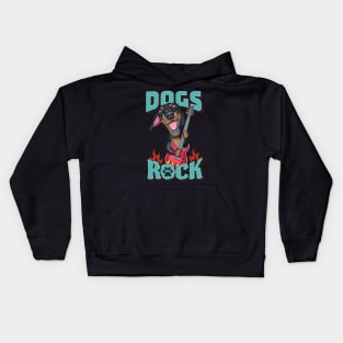 Cute Dogs Rock Dachshund doxie dog tee Kids Hoodie